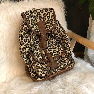 Leopard print drawstring backpack